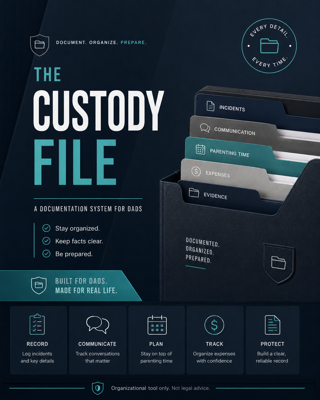 The Custody File — evidence-ready fillable PDF for dads